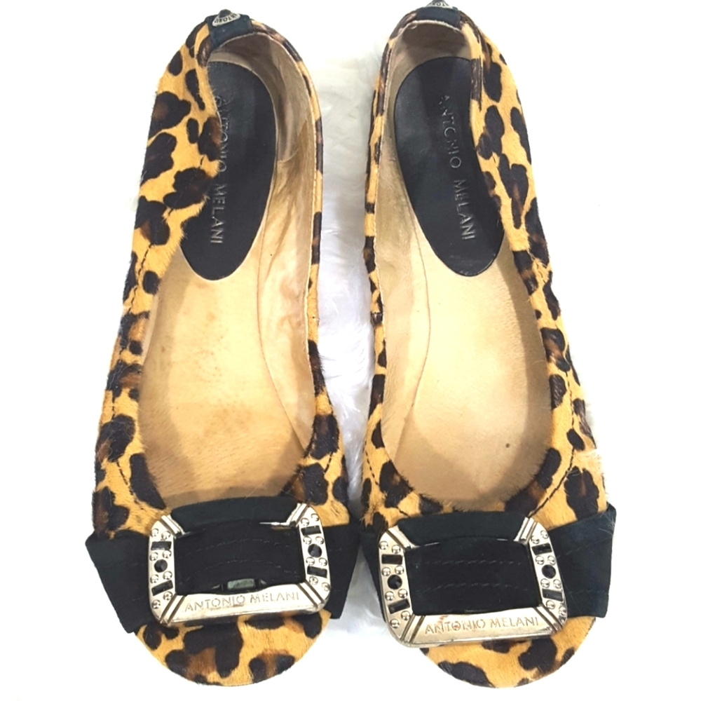 Antonio Melani Calf Hair Leopard Print Flats